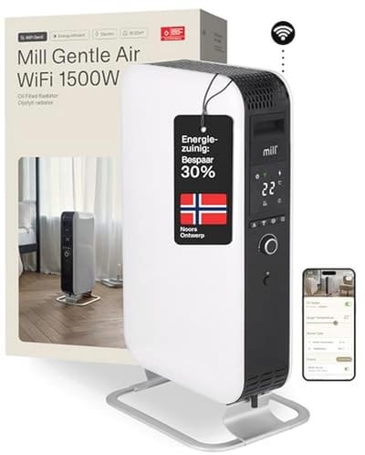 Stille en energiezuinige elektrische radiator 1500W met wifi en app - ideaal voor ruimtes tot 22 m²