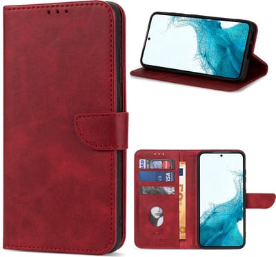Geschikt Voor Samsung Galaxy S23 Plus Hoesje - Solidenz Bookcase S23 Plus - Telefoonhoesje S23 Plus - S23 Plus Case Met Pasjeshouder - Cover Hoes - S23+ - Rood