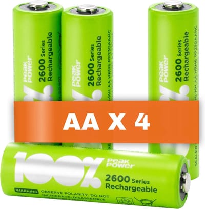 100% PeakPower oplaadbare batterijen AA NiMH 2300 mAh - 4 stuks AA batterijen oplaadbaar 1,2V (HR6 / Mignon)