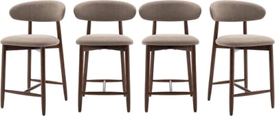COLAMY Barkrukken set van 4 - keukenbarstoelen met rugleuning - Barstoel houten poten - camelkleurig