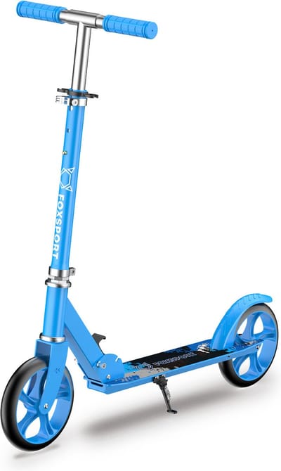 FOXSPORT Step volwassenen - Opvouwbaar - Scooter met grote Wielen - Buitenspeelgoed - autopeds - stepperbike - autoped bike - Cadeau - handrem en voetrem - Blauw