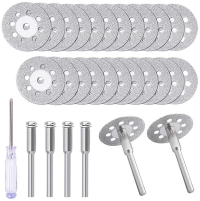 20 Stuks 22mm Diamantschijven voor Snijden met 4 Stuks 3mm Mandrel en Kruisschroevendraaier voor Steen, Glas en Tegels