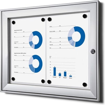 Vergrendelbaar notitiebord indoor zilver 2x a4
