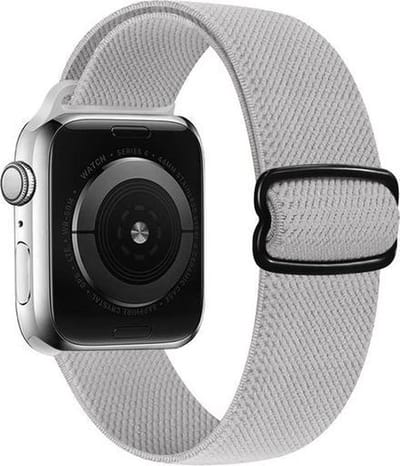 By Qubix - Geschikt voor Apple Watch bandje - Solo Loop Nylon bandje - Grijs - Geschikt voor Apple Watch 44mm / 45mm / 46mm / 49mm (Ultra 1,2 en 3) - nylon - bandje iWatch