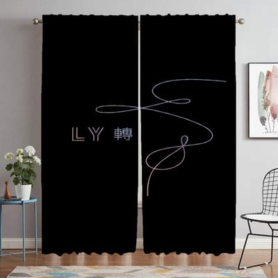 Keukengordijnen voor Woonkamer Gordijn voor Kamer 2 Panelen Kpop-BTS Scheidingswand Halloween Decoratie Interieurgordijnen Elegant W50xH70cmx2pcs-CL