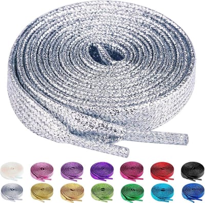 Famanu – Glitter Schoenveters voor Sneakers en Sportschoenen, Platte Veters van 10 mm Breed