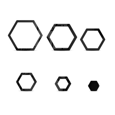 Zwart hexagon muurstickers spiegel effect 3D wand sticker set 24 stuks geometrische vormen acryl muurdecoratie woonkamer slaapkamer muurstickers