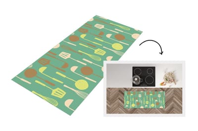 Keukenloper - Loper keuken - Spatel - Lepel - Patronen - Keuken - 120x50 cm - Keukenloper vinyl