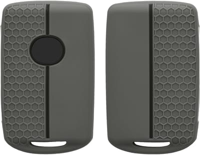 kwmobile autosleutel hoesje geschikt voor Mazda 3-Knoppen CX30 CX50 CX60 CX90 MX-30 hoes - Siliconen autosleutel behuizing - Auto sleutel case met honingraat - Sleuteletui in grijs / zwart