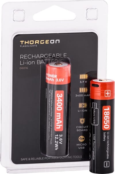 Thorgeon Rechargeable Li-ion Batterie 3.7V 3400Mah AAA