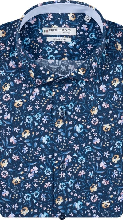 Giordano – Locarno – Heren Overhemd – Bloemenprint Overhemd - Navy – 617892-60