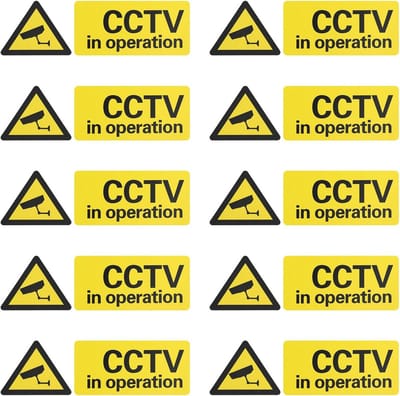 10 Stuks Waarschuwingsstickers Camerabewaking voor Binnen en Buiten