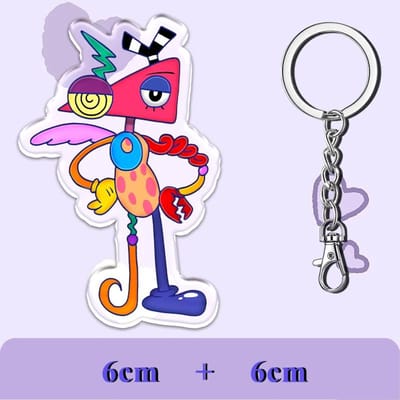 Een 12cm The Amazing Digital Circus Acryl Sleutelhanger Pomni Jax Gangle Dubbelzijdig Patroon Hanger Kinderfestival Leuk Cadeau 12CM gray