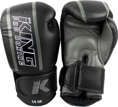 King Pro Boxing (Kick)BoksHandschoenen Zwart Grijs KPB/BG Elite 1 - 10 OZ