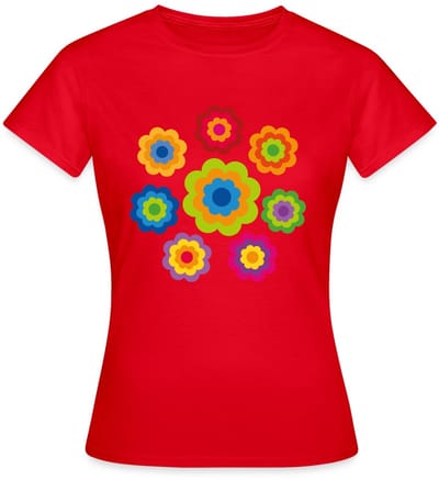 Flower Power 70er Jaren Hippie Bloemen Kostuum T-Shirt Dames