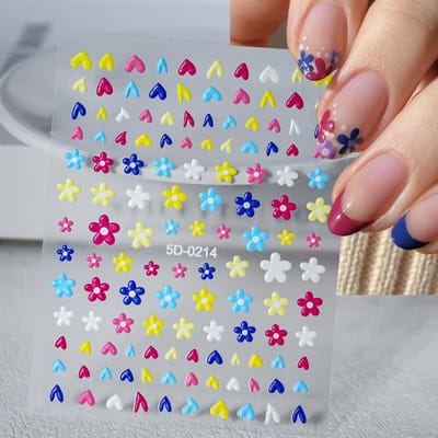 5D Verfijnde Margriet Nagels Sticker Kleurrijke Bloemen Nagels Decal Zelfklevend Luxe Margriet Nagellak Sticker Decor 5D-0214