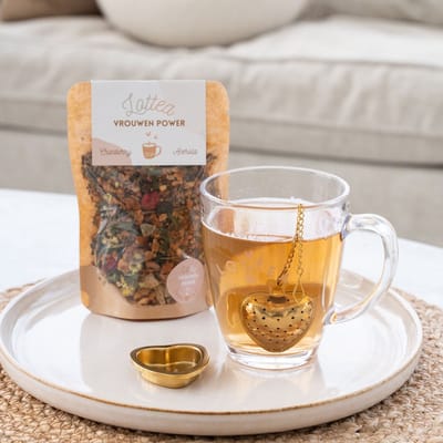Lottea Giftset met zeefje 'Vrouwen power' - thee cadeau, cadeaus voor haar, cadeau voor haar, cadeau voor haar verjaardag, cadeau voor vrouw, cadeaus voor vriendin, thee gift, vrouwen thee