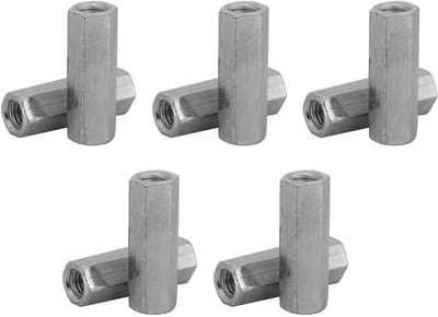 Dailygoods- Staafmoer 10 Stuks - Zeskantige Moer - Afstandhouder - Schroefdraadbevestigingen - Verzinkt Koolstofstaal - Sterk en Duurzaam - Moeren