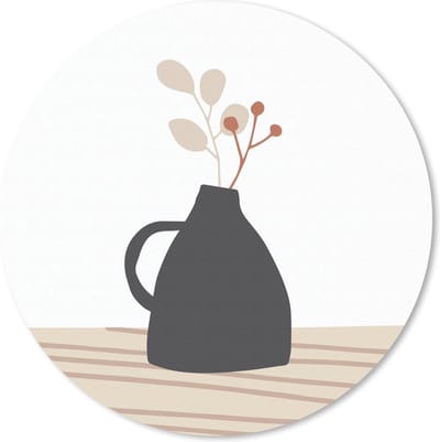 Muismat rond 20x20 cm - Mousepad Zomer - Plant - Rood - Bruin - Ronde muismatten