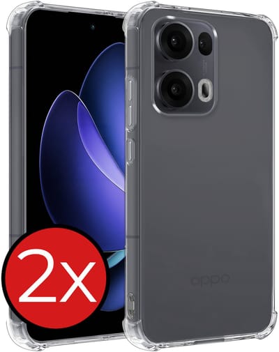 Hoesje - 2 Stuks - Geschikt voor Oppo Reno 13 Pro - Sterk & Shockproof - Back Cover - Siliconen Case - Telefoon Hoes Shock Proof - Telefoonhoes - Transparant