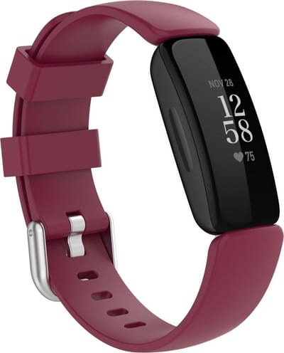 By Qubix - Compatible Fitbit bandje - Geschikt voor Fitbit Inspire 2 & Ace 3 - Sportbandje met gesp - Maat: Small - Bordeaux Smartwatchbandje bandje Armband Polsband Strap Band Watchband