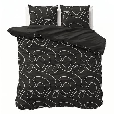 Dekbed-Discounter - Fresh and Co Dekbedovertrek 240 x 200/220 cm - Dubbele instopstrook - Wasbaar op 40 graden - Inclusief 2 kussenslopen - Zwart