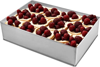 Dailygoods- Taartvorm Verstelbaar 29,5-50 cm - Roestvrij Stalen Bakring - Rechthoekig Taartblik - Dessertring - Hoogte 8 cm - Geschikt voor Taarten en Mousse Cakes - Cake Ring