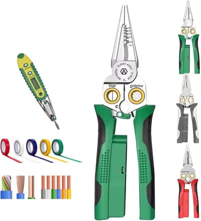 Multifunctionele Tang - Draadstripper Krimper - Elektrisch Werk - 8-in-1 Gereedschap - Eén Maat - Groen