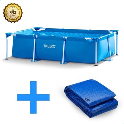 Intex Family Frame Zwembad 260x160x65cm + gratis AG Afdekhoes - afdekzeil- accessoires Opzetzwembaden- rechthoekig- framebad - rectangular - familiebad - bovengronds zwembad - Sterk - kinderzwembad - kinderen - volwassenen