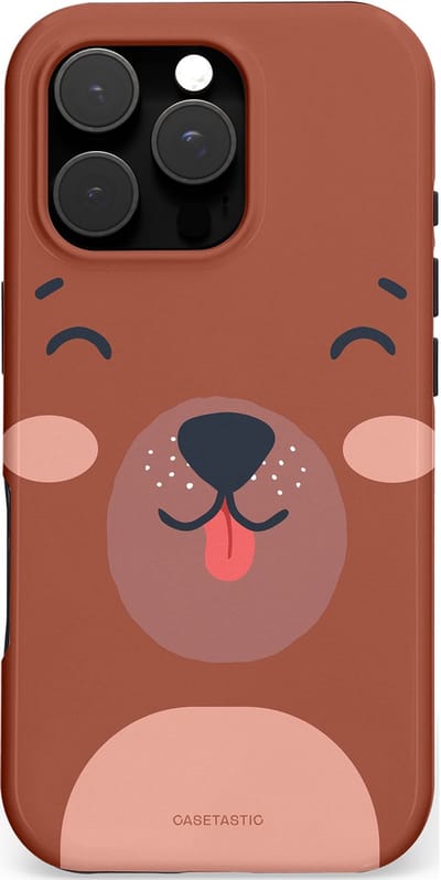 Casetastic hoesje geschikt voor Apple iPhone 16 Pro - MagSafe - Dubbellaagse bescherming - Knuffelkopjes beer - Fashion Case - Terracotta Taupe