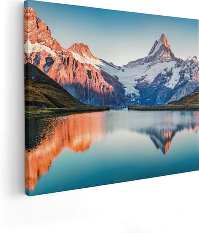 Artaza Canvas Schilderij Landschap - 50x40 cm - Wanddecoratie Natuur - Muurdecoratie Zonsondergang - Schilderijen Op Canvas Woonkamer