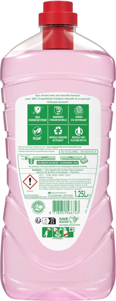 Verse Pioen Huishoudreiniger AJAX de container van 2 x 1,25 liter