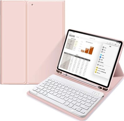 geschikt voor iPad Toetsenbord Hoes | 8.3 inch hoes met toetsenbord | QWERTY Keyboard met Bluetooth | Ingebouwde standaard | Keyboard Case- Roze