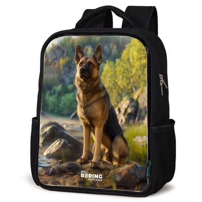 NoBoringSuitcases.com® - Rugzak zwart - Schooltas jongen & meisje - Hessel herder - Rugtas voor school - Boekentas kind - Schoolrugzak - Kinderrugzak