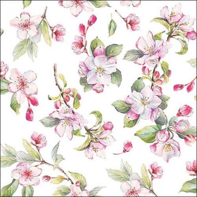 Ambiente Tafel diner servetten - Appelbloesem thema - 20x stuks - 33 x 33 cm - Lente/Zomer/Bloemen