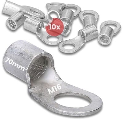 10 stuks Kalitec Q70-16 krimpklemmen voor kabels 70 mm² M16 | Ongeïsoleerd | Krimpen met pinnen | Voor meeraderige, fijne en extra fijne geleiders | Kabelklem 70 mm²