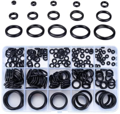 350 Stuks O-Ringen Assortiment Kit - 15 Maten Zwarte Nitril Rubber Sealing Rings voor Sanitair en Auto Reparatie