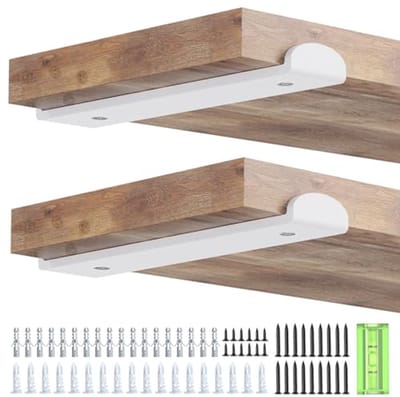 Set van 6 Metalen Plankhouders voor Wandmontage - 30 cm, Sterke Draagkracht tot 75 kg, Wit