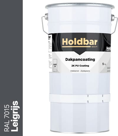 Holdbar Dakpancoating Leigrijs (RAL 7015) 5 Kg - Waterdicht - Vuil afstotend - UV-bestendig - Alle Kleuren - Dakpannen verven - Hecht op Steen, Beton, Dakpannen of Bestaande coating - 2 Componenten