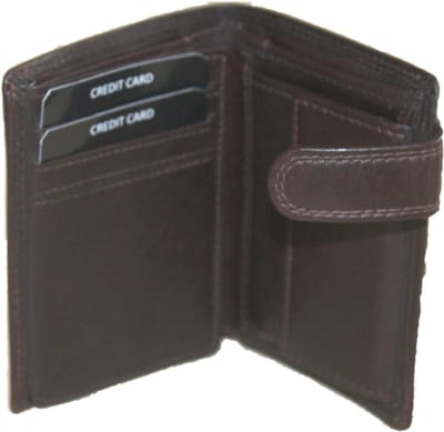 Oi retro bruine leren herenportemonnee / kleine hoog model billfold met lip om af te sluiten / herenbeursje voor veel pasjes / RFID SAFE / retro bruin leer / 562Brown NR