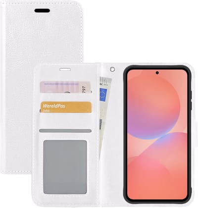 Hoesje - Met Pasjeshouder - Geschikt voor Samsung Galaxy A36 - Luxe Bookcase Portemonee - Flip Case - Kunstleer Book Case - Flipcase - Book Cover - Walletcase - Portemonneehoes - Wit