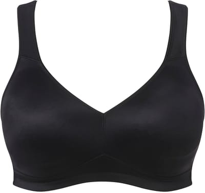 Ulla Popken - Dames - Microvezel-beha voorgevormde cups ademend - Klassiek zwart - Maat 95D