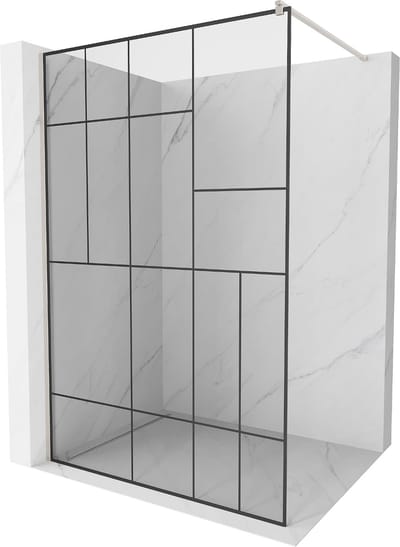 Mexen Kioto douchewand Walk-in 70 x 200 , zwart patroon 8 mm, geborsteld nikkel - 800-070-101-97-78