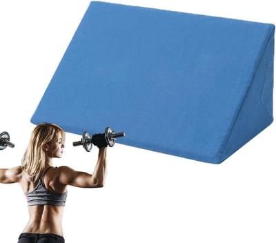 Halterbank met curlstang - Armtrainer Bicepsbank - Spieropbouw Armen - Stressreducerende geometrie - 50 x 25 x 20 cm - Blauw
