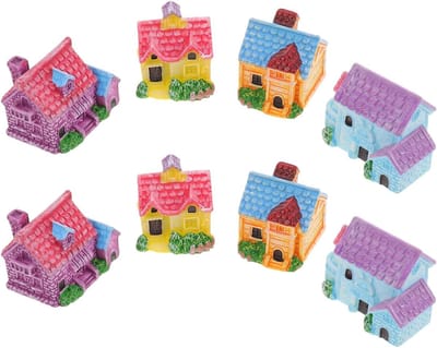 Miniatuurhuisjes Set - Sprookjeshuisjes Decoratie - Tuin Decoratie - Weerbestendig Hars - 8 Stuks - Multicolor