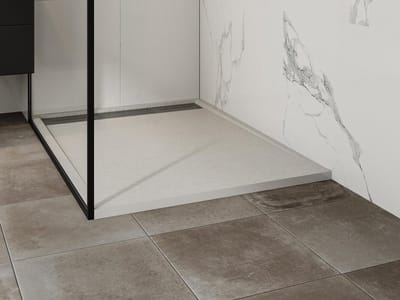 Vente-unique Opzet- of inbouwdouchebak van hars – Wit – 120 x 90 cm - Snijdbaar - LYROSA