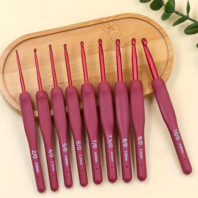 2-10mm Crochet 9pcs/Set Crochets Manche en Silicone Dépoli Aluminium Fait Main DIY Crochet Pull Tissage Tricot Outil de Couture rose