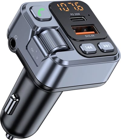 DrPhone BC26 – Bluetooth 5.1 Audio Transmitter - Draadloze FM Transmitter – Power Delivery 30W Snellader – Handsfree Bellen – AUX Ingang – Zwart