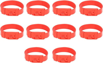 10 Stuks Geitenhalsbanden voor Schapen Identificatie en Monitoring - Lichtgewicht PU Materiaal, 14" Rood, Duurzaam en Verstelbaar