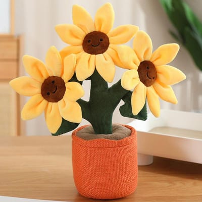32cm Lachende Zonnebloem Pluche Speelgoed Gevulde Pluche Beesten Potplant Gesimuleerde Bloemenplanten Sieraden Lente Cadeaus Voor Vrienden 32cm oranje